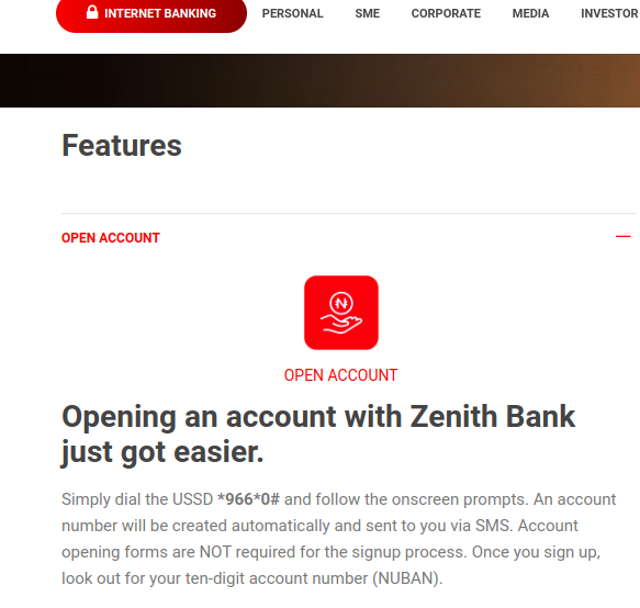 USSD Code to Open Zenith Bank Account 